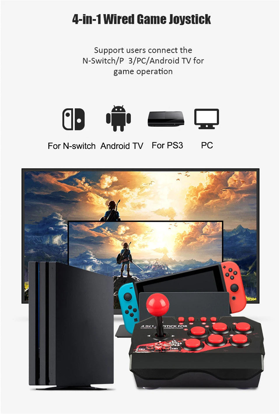 4-in 1Game Joystick With 3M USB Cable