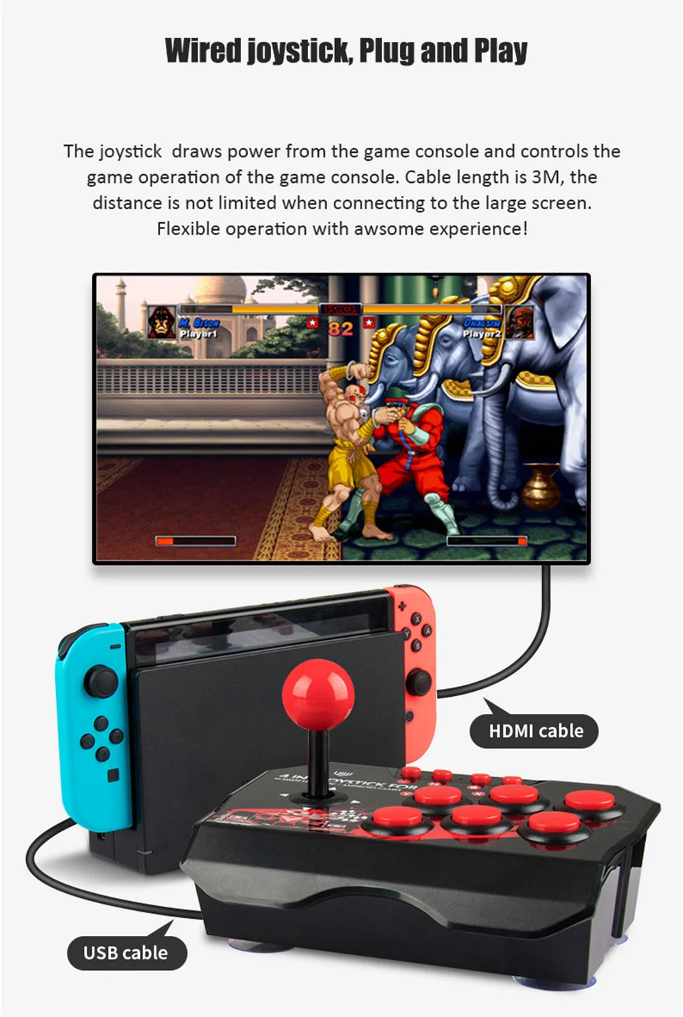 4-in 1Game Joystick With 3M USB Cable