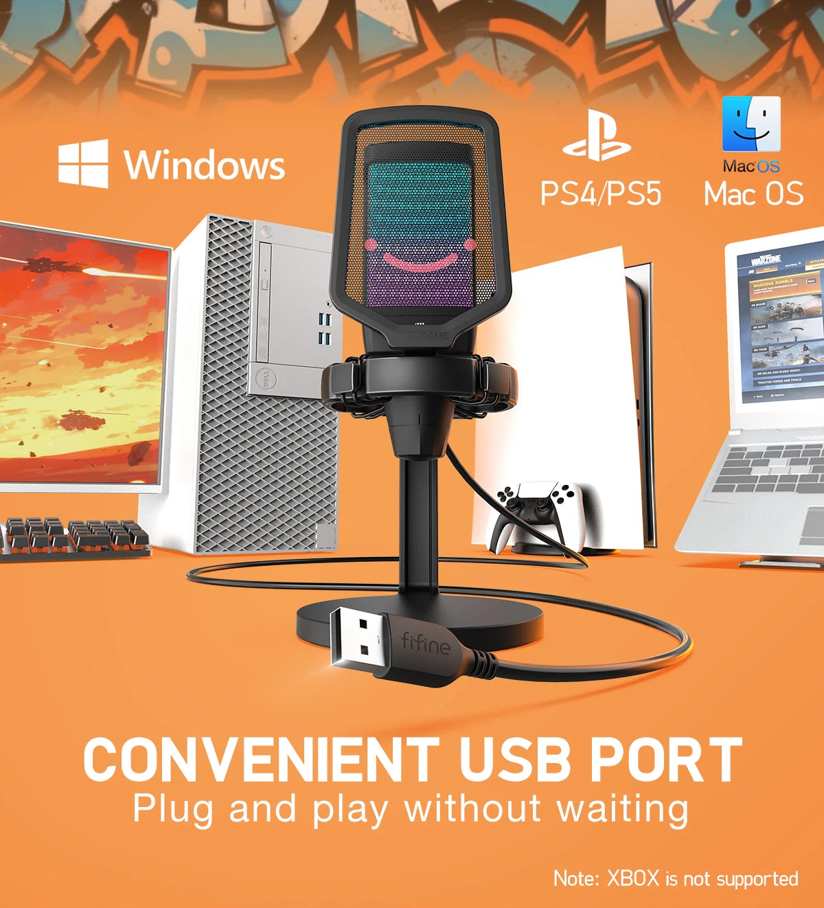 USB Gaming Microphone with RGB effect