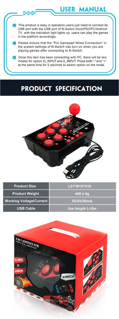 4-in 1Game Joystick With 3M USB Cable