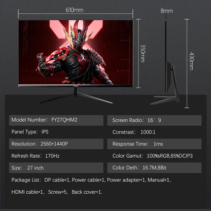 27 Inch Monitor 170hz 2K Gaming Display