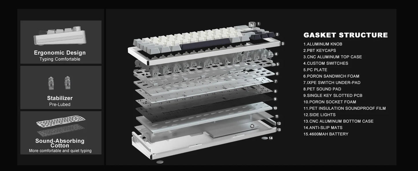 Wired Hot Swap Gasket Mounted RGB Mechanical Gaming Keyboard
