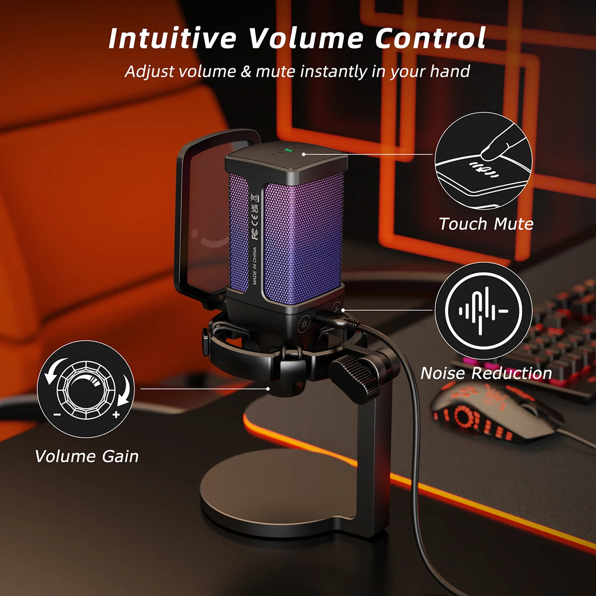 USB Gaming Microphone with RGB effect