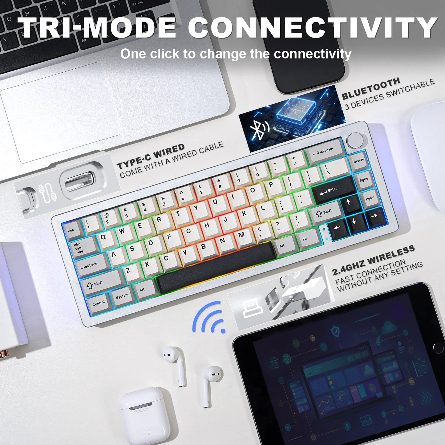 Wired Hot Swap Gasket Mounted RGB Mechanical Gaming Keyboard