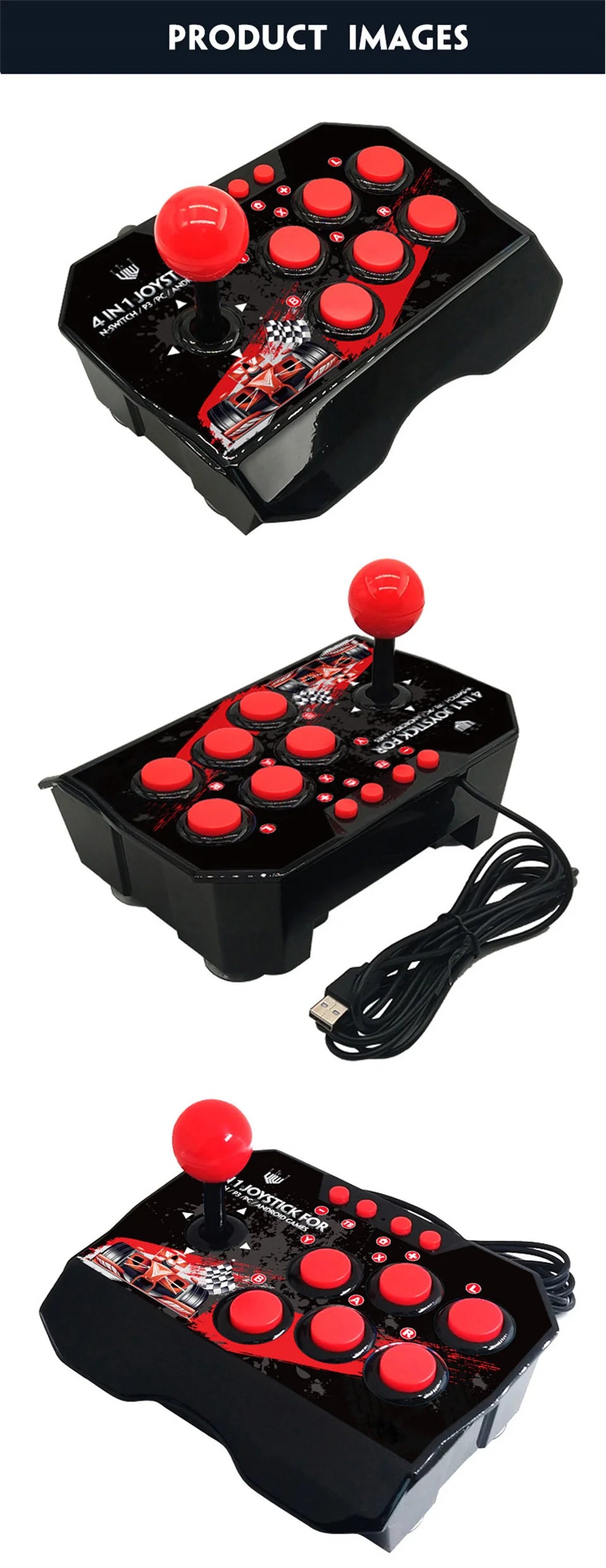 4-in 1Game Joystick With 3M USB Cable